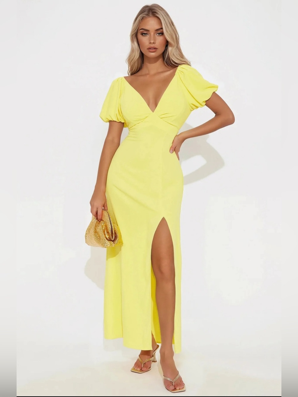Fashion Nova “Ashlyn Airflow” Maxi Dress with Front Slit